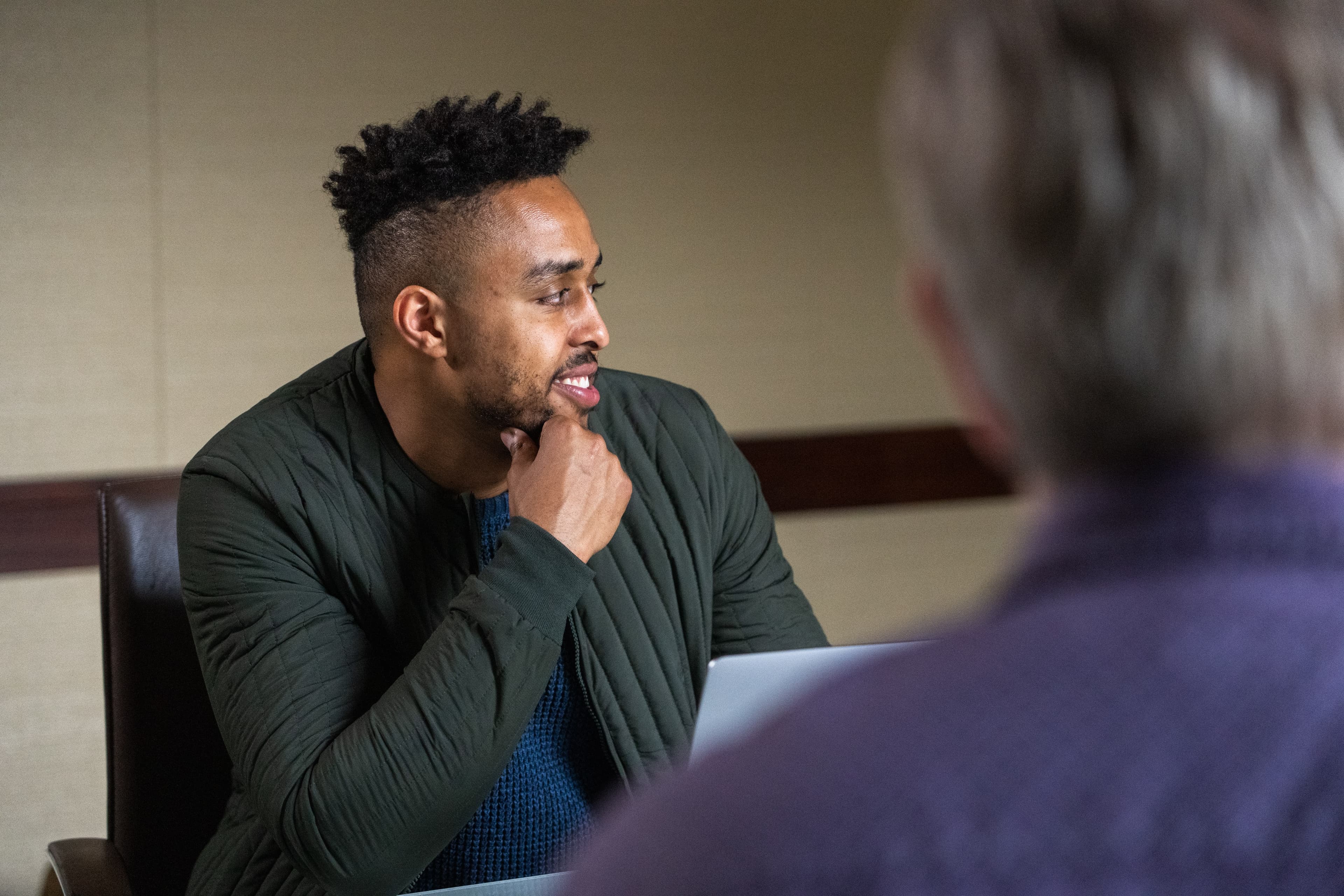 One person listening