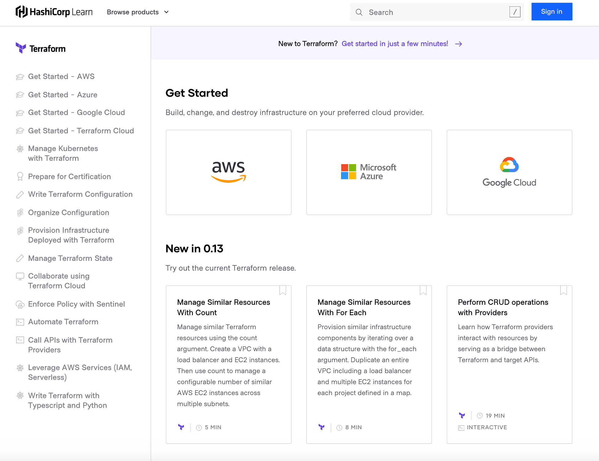 Terraform Learn Homepage