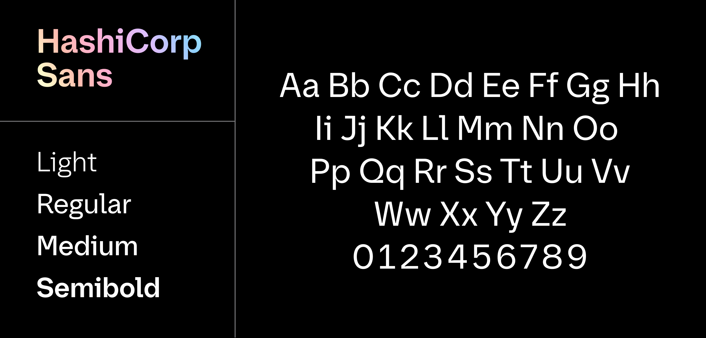 HashiCorp Sans in light, regular, medium, and semibold