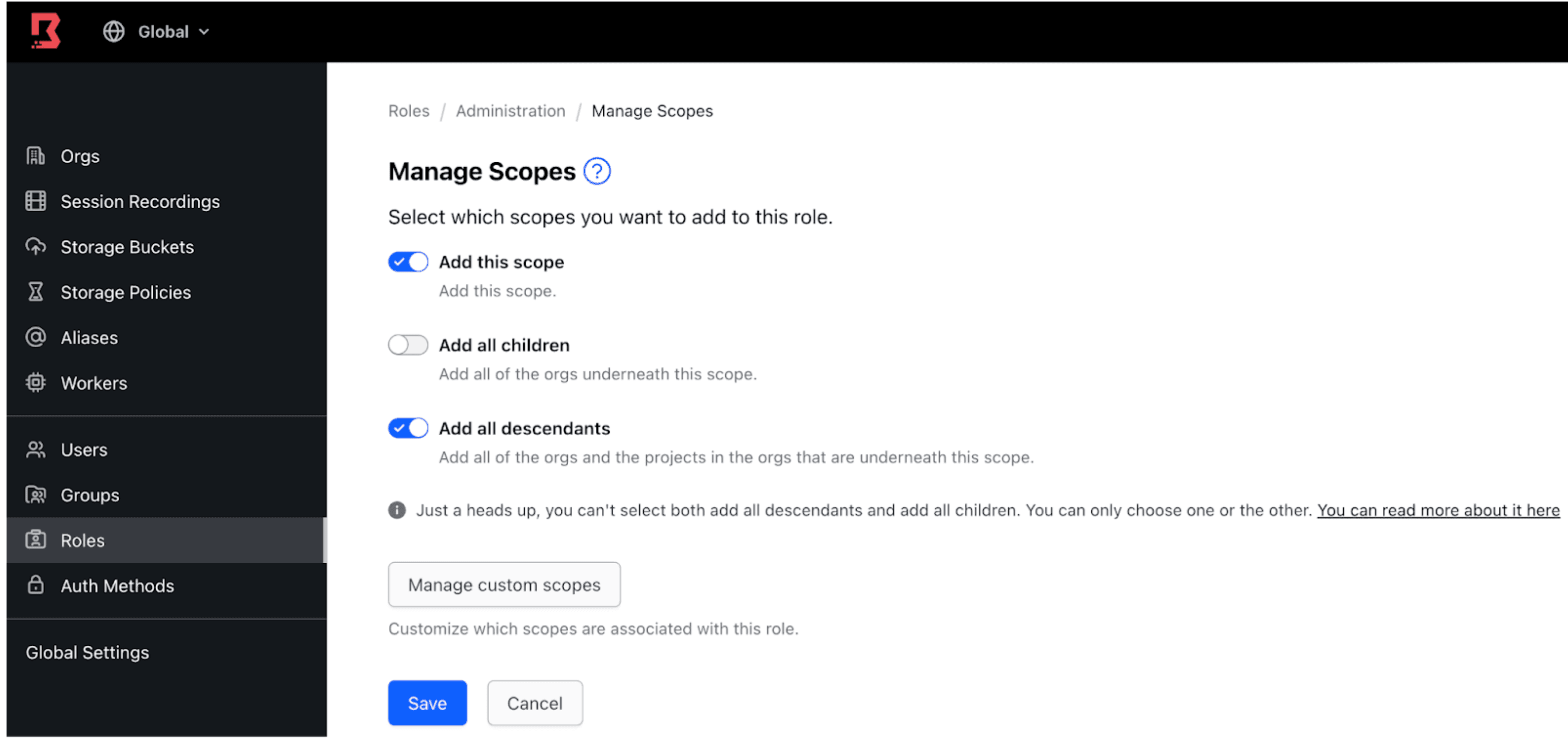 Boundary UI now allows roles to be applied to multiple scopes, including child scopes.