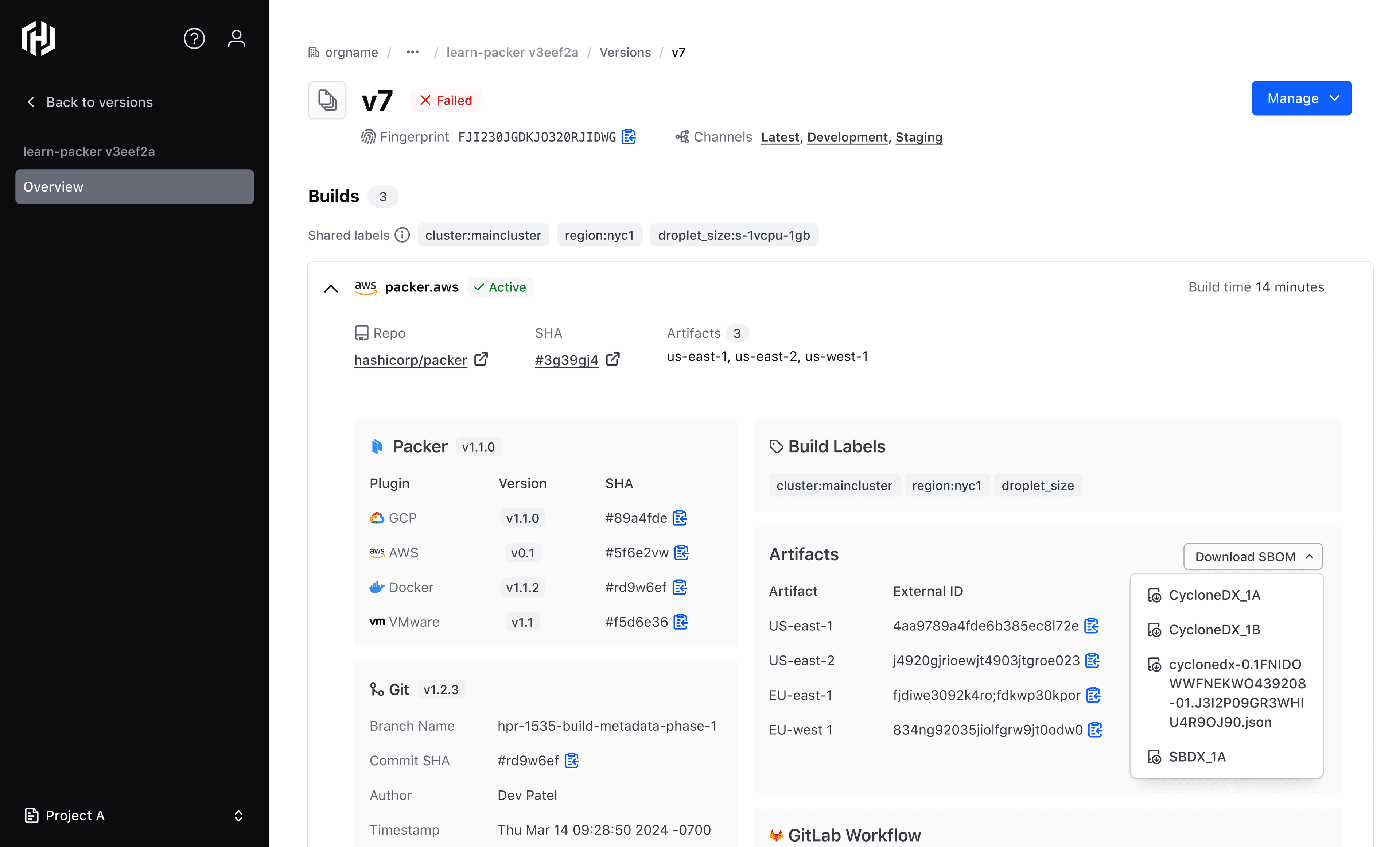 Packer dashboard