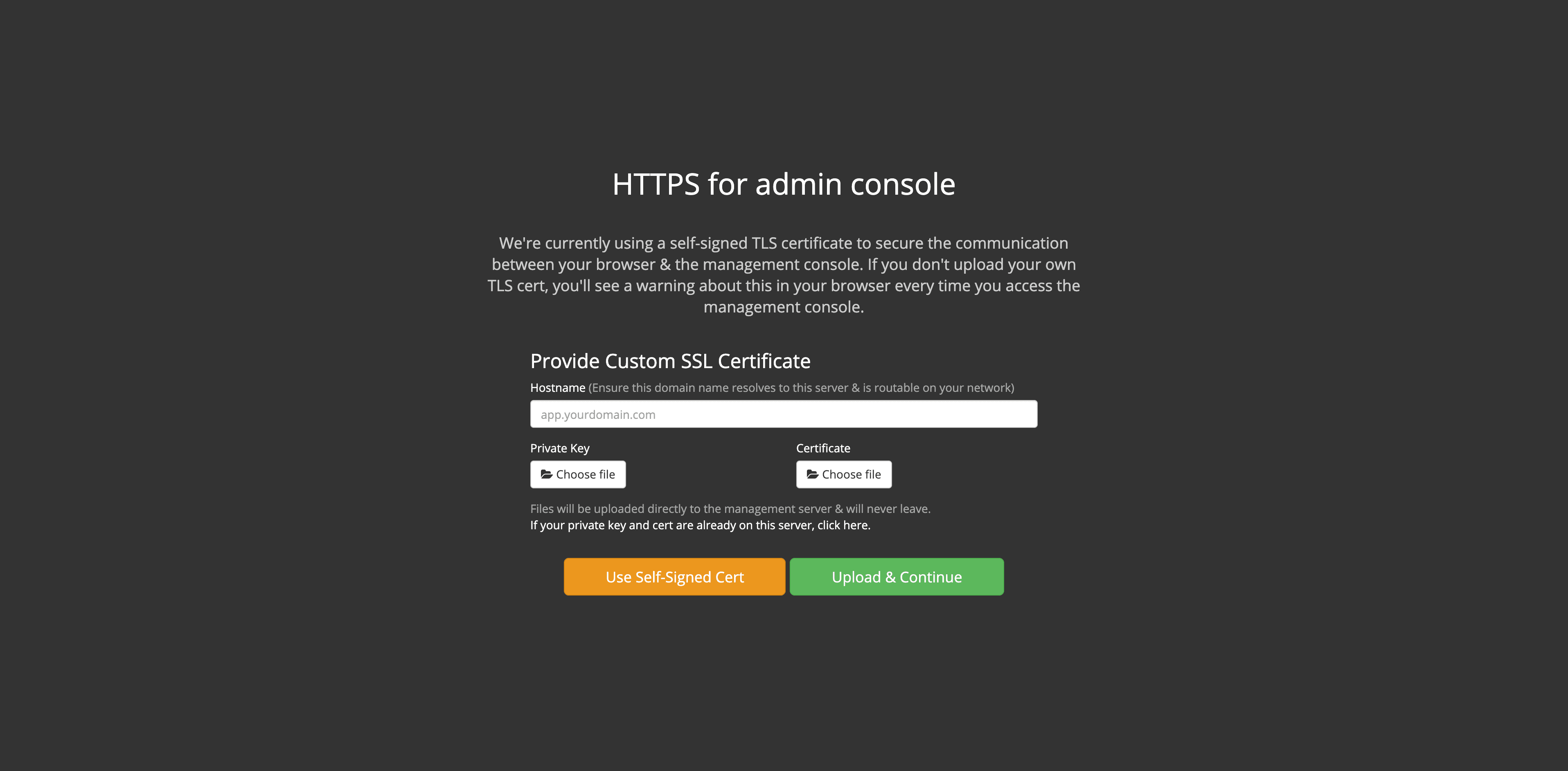 HTTPS for admin console
