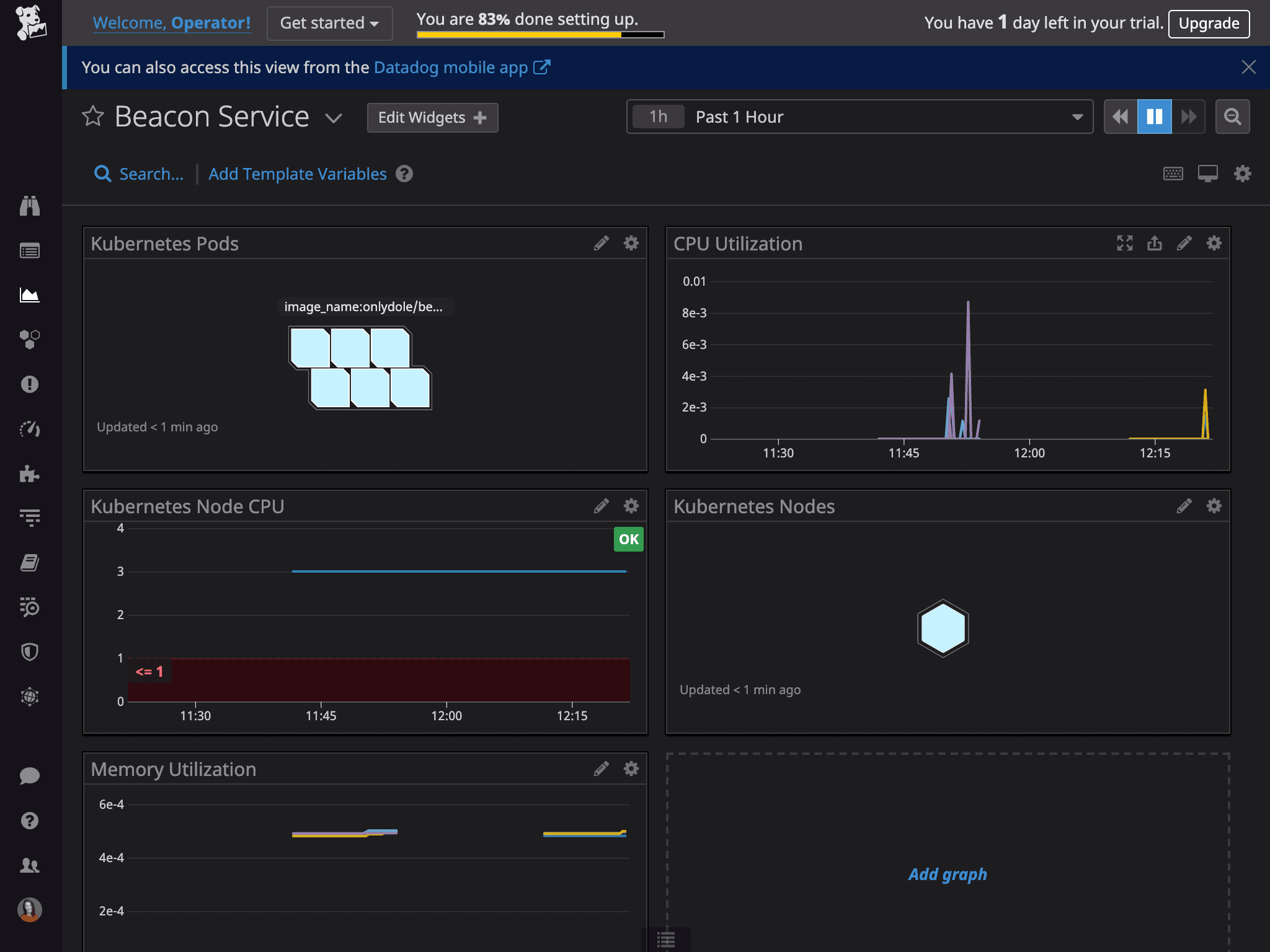 View of Datadog Monitor dashboard