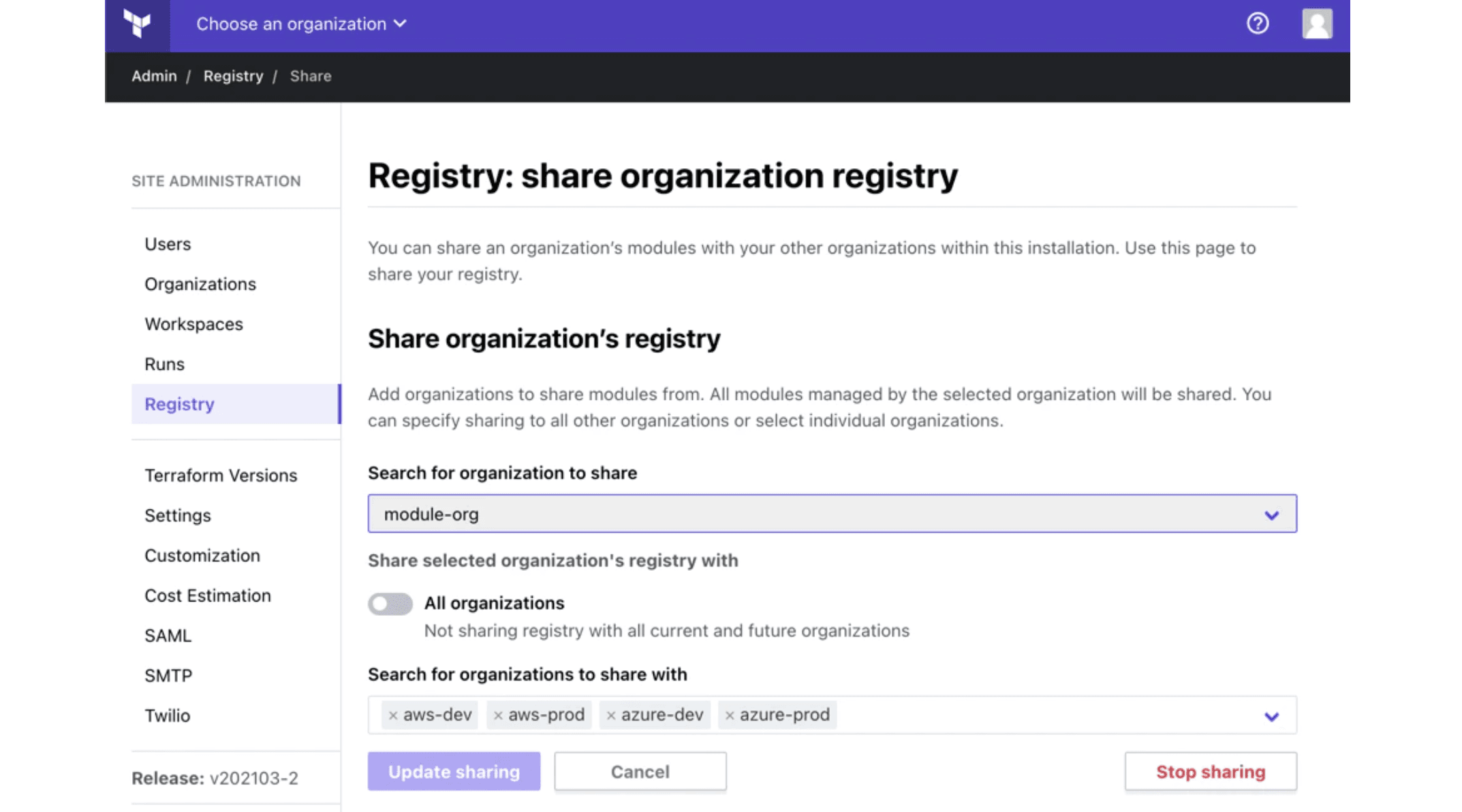 Registry sharing