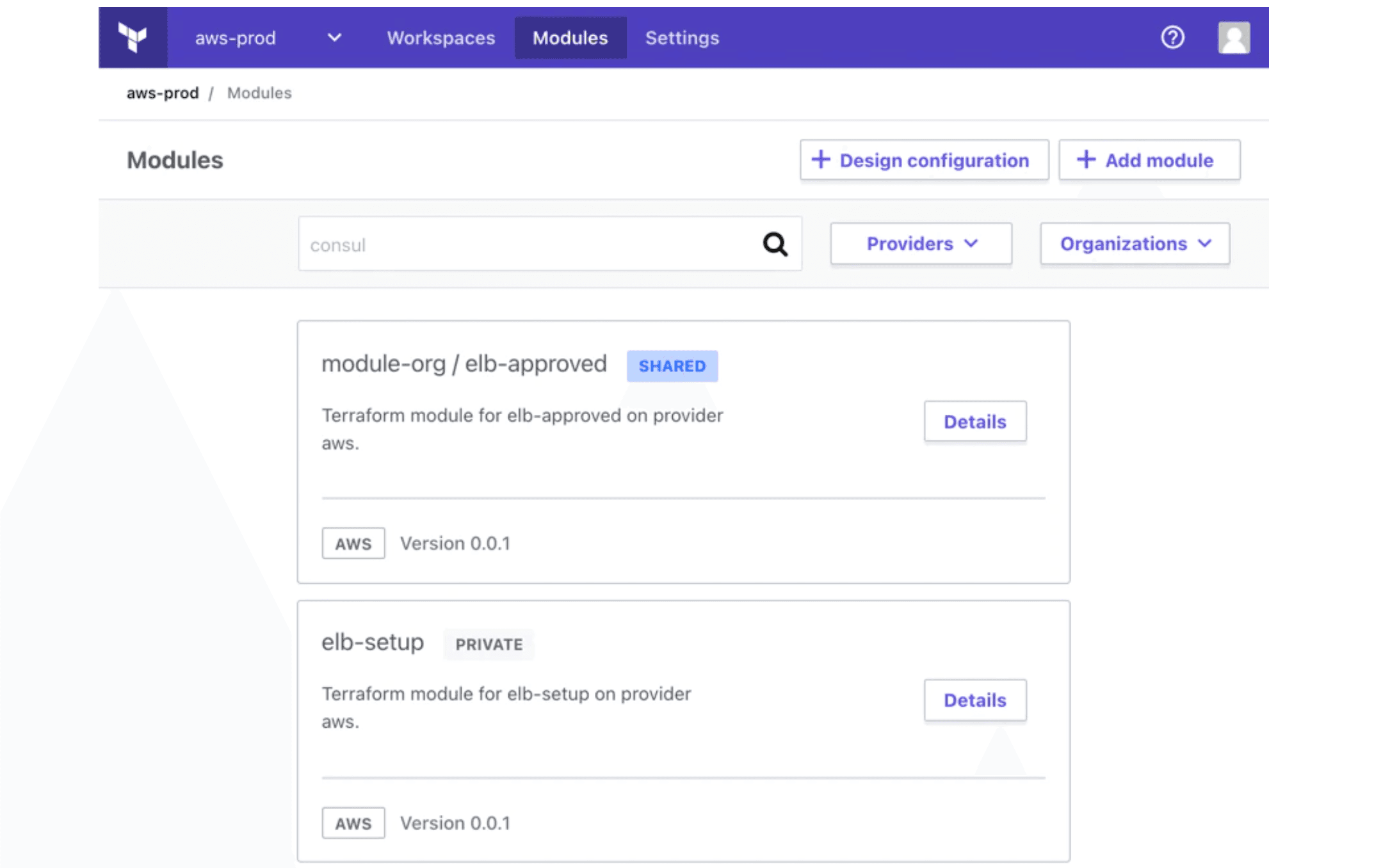 private module registry