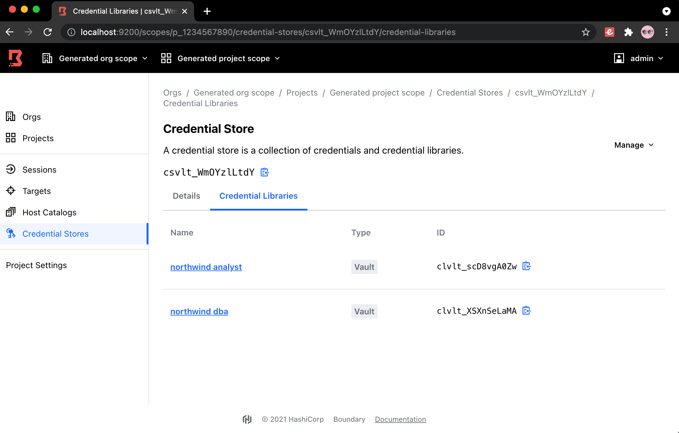 Establishing Credential Stores via Vault