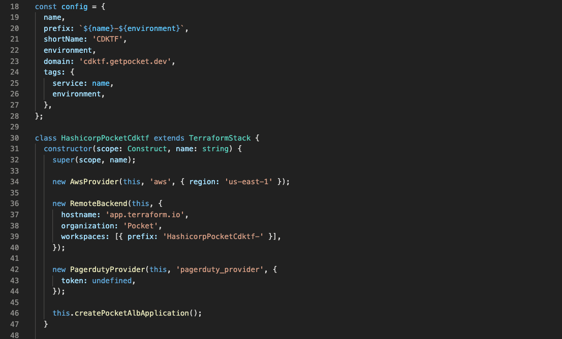 A new CDKTF app in the main TF file