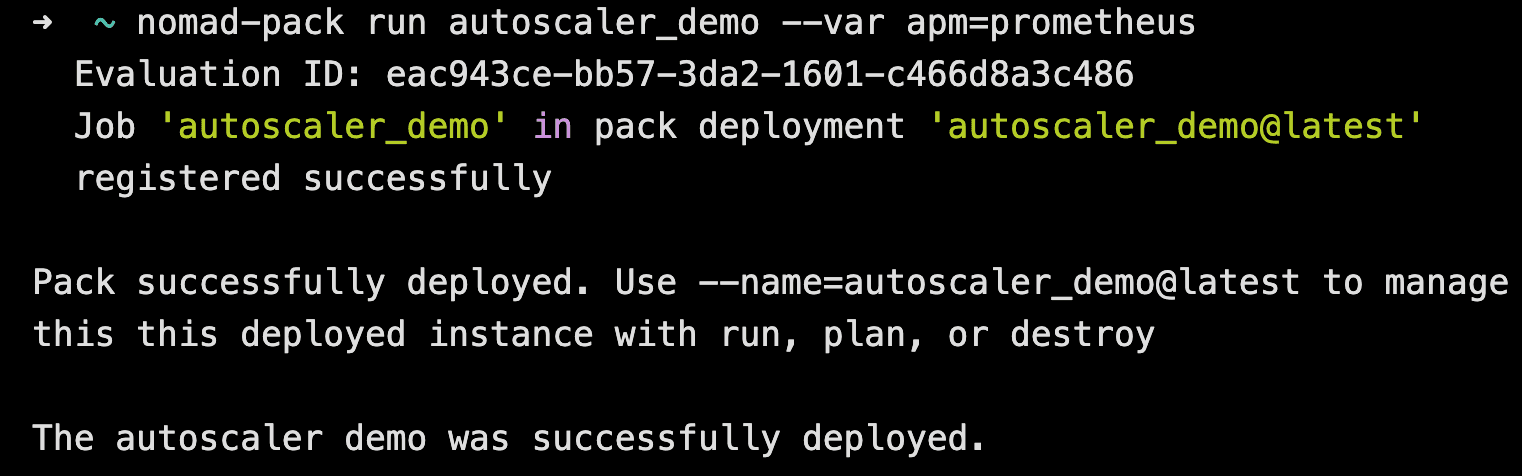 A single Nomad Pack command to deploy all the necessary autoscaler resources to Nomad