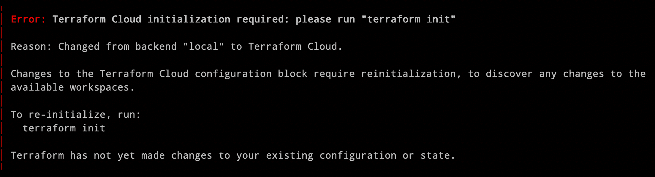 Improved Terraform error message