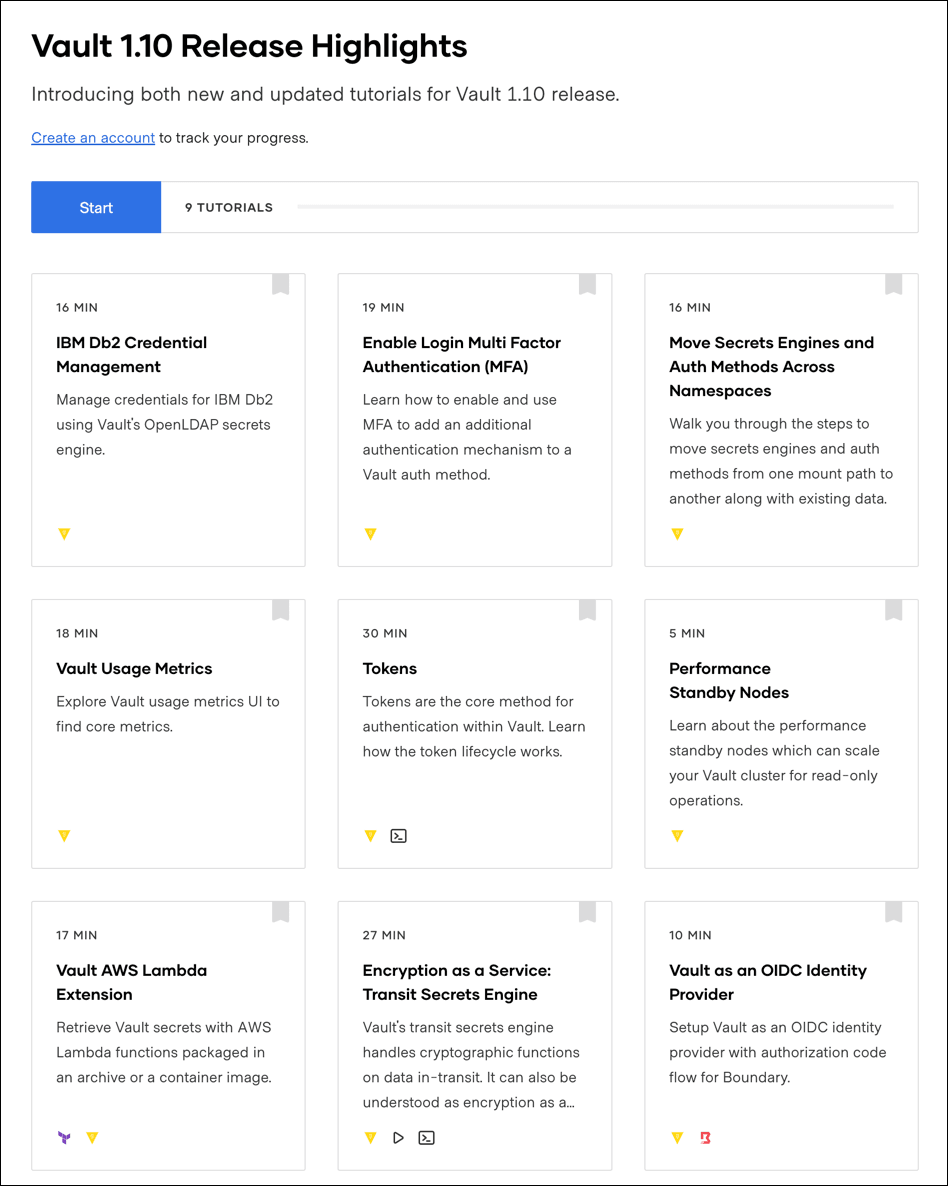 Vault 1.10 Learn collection
