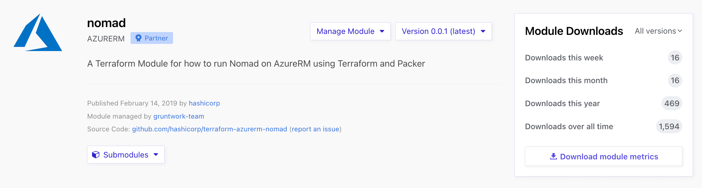 Module downloads - admin view