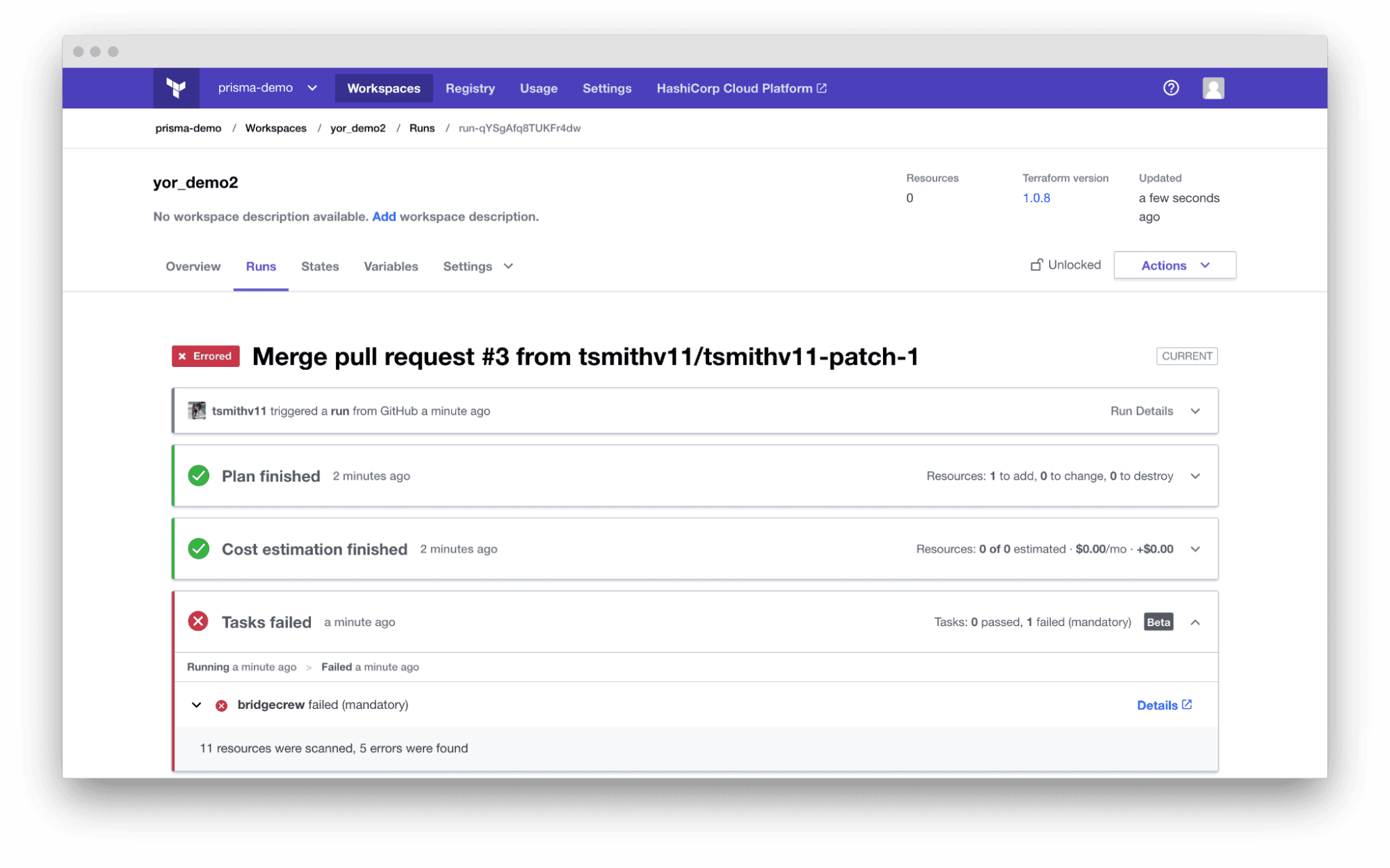 Bridgecrew Run Task scan