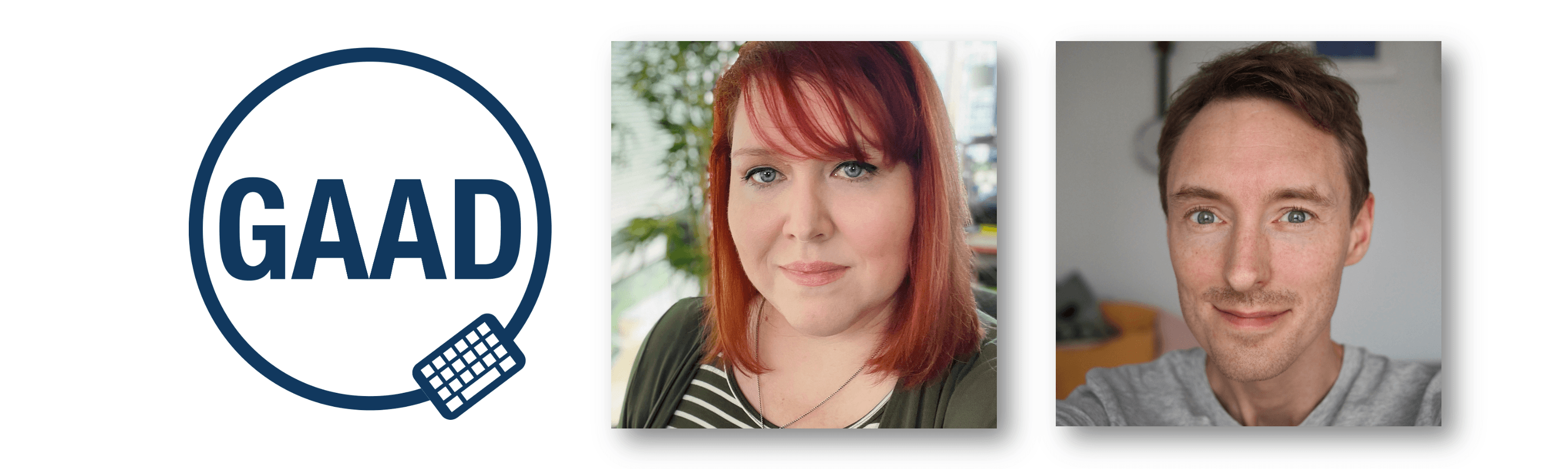 GAAD logo and photos of Melanie Sumner and Jamie White