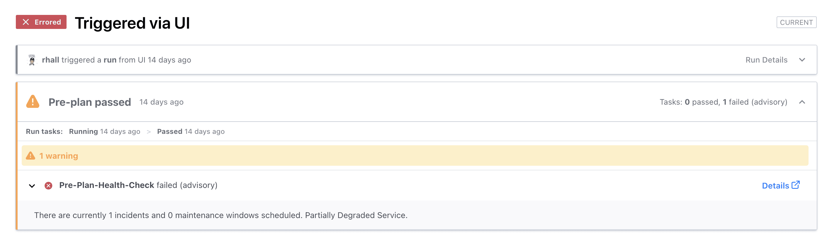 Pre plan gate triggered via UI