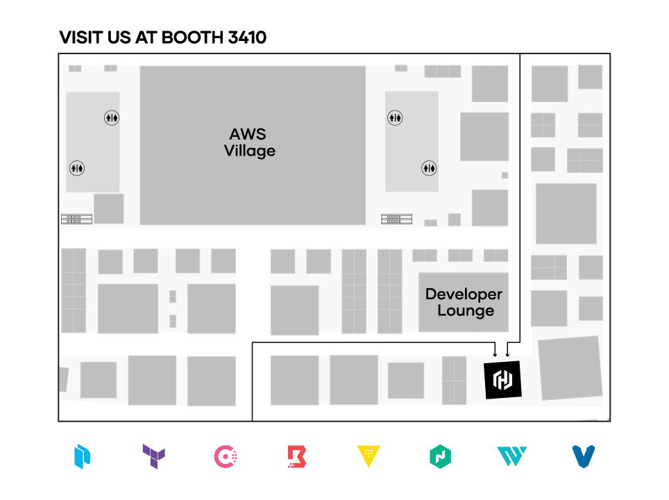 Re:Invent quadrant map of directions to HashiCorp booth.