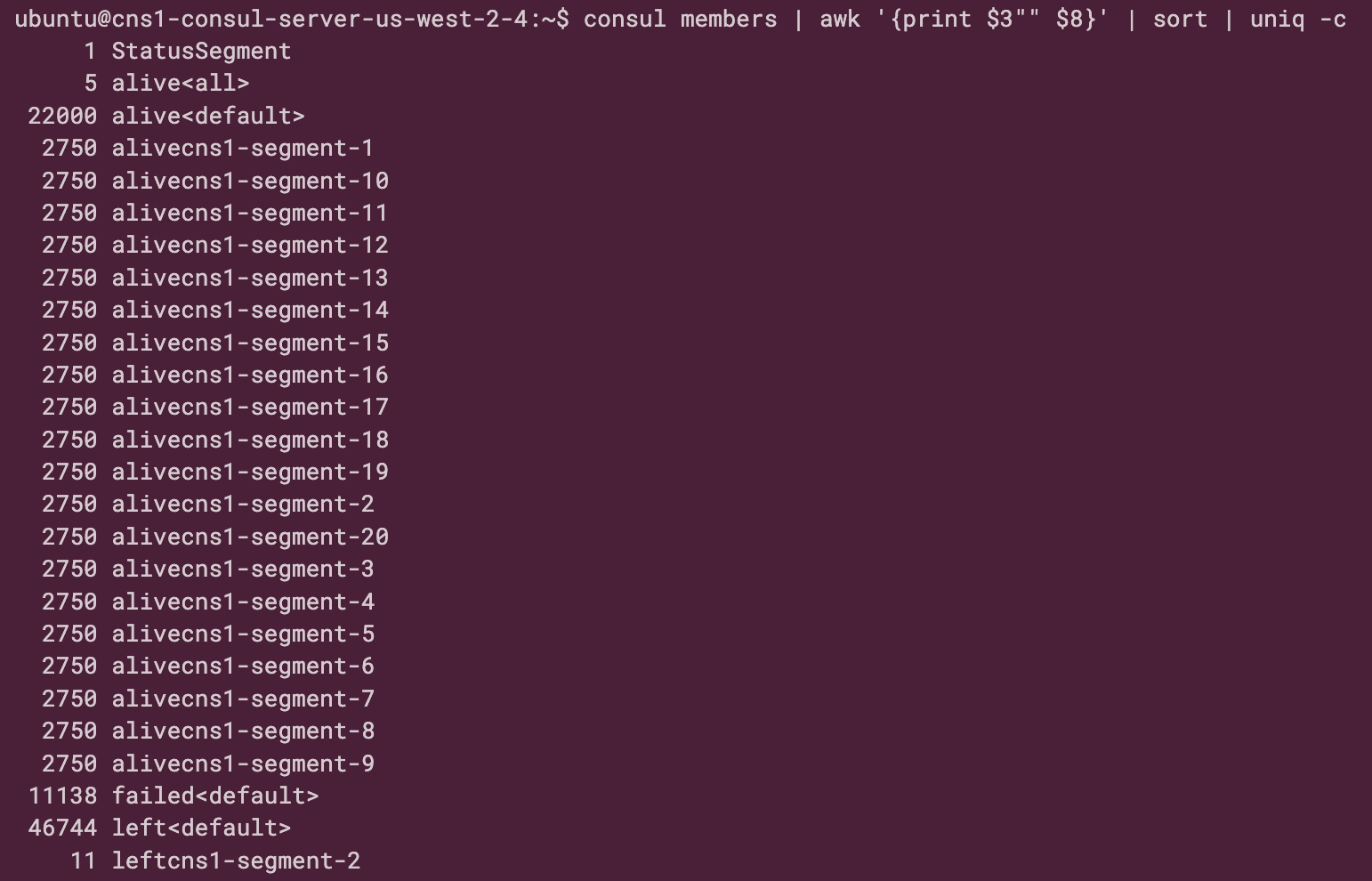 Alive segments output