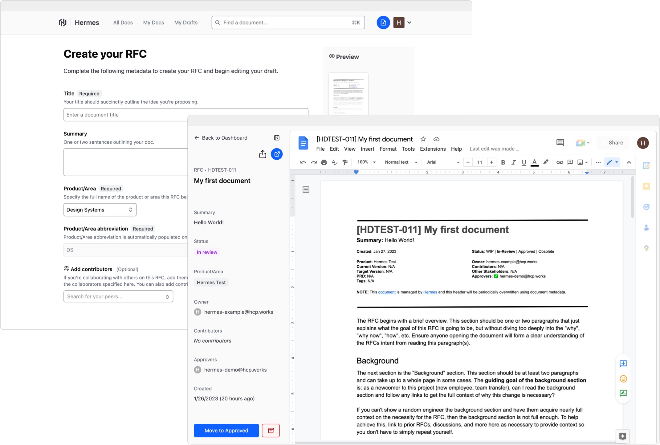Document drafts using Google Docs