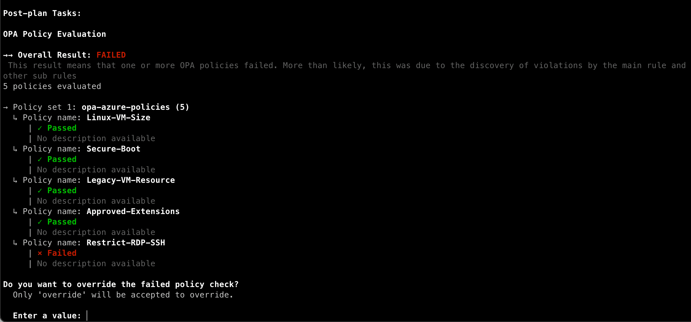 CLI-driven runs now display the results of OPA policy checks