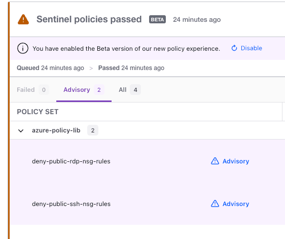 Sentinel policies passed