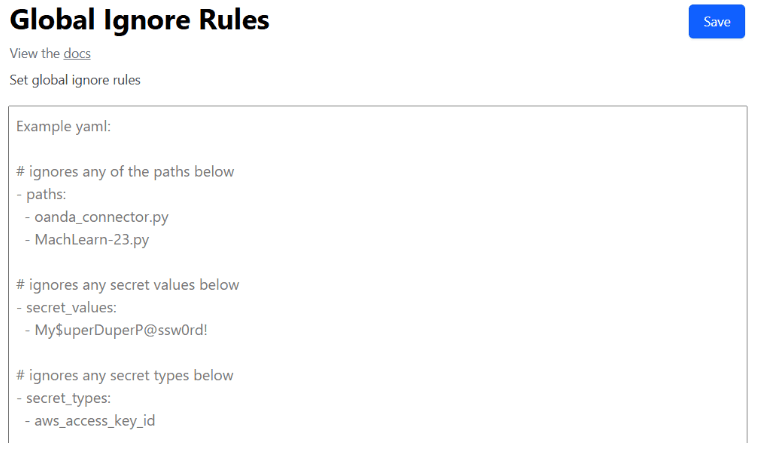 Global ignore rules example