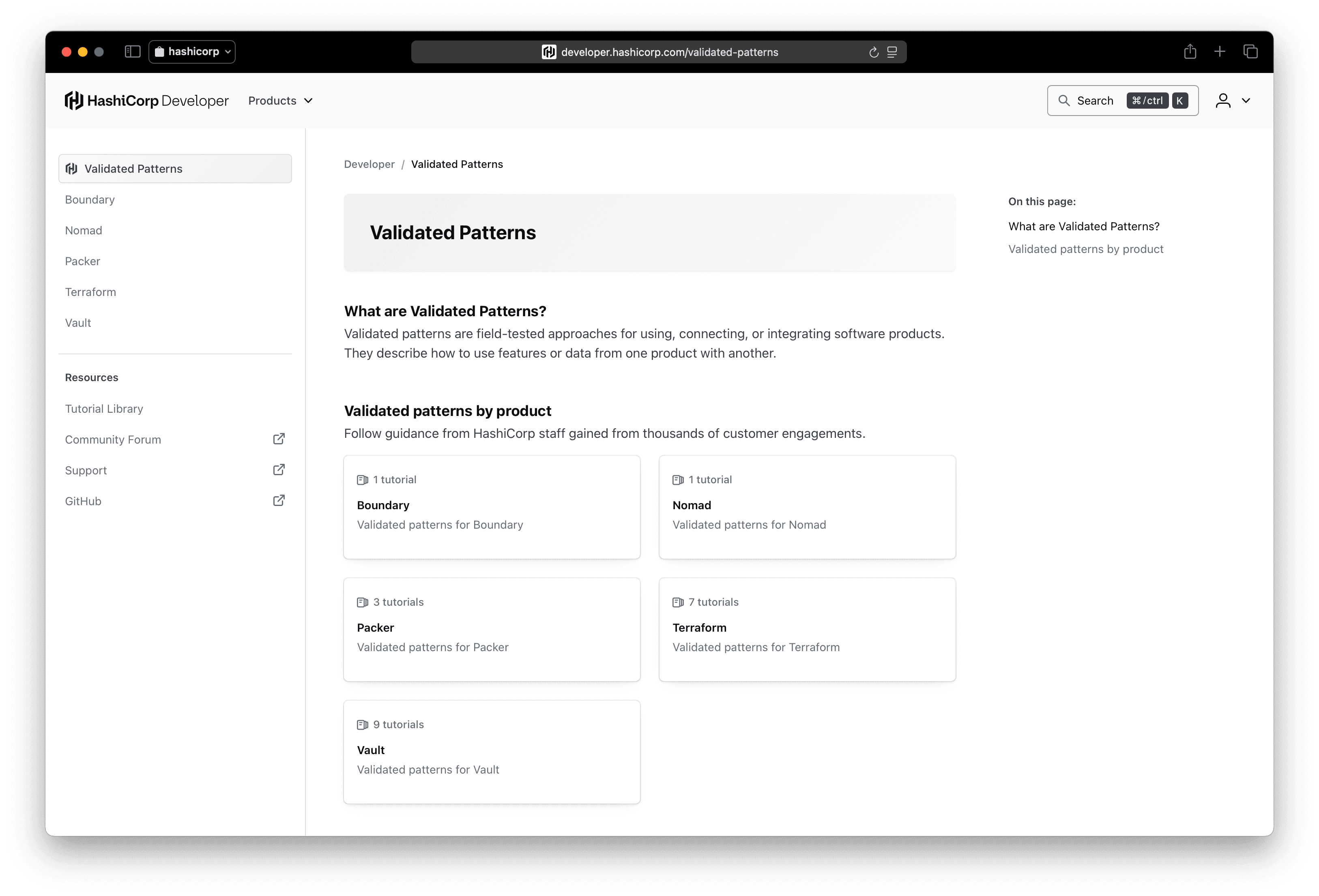 HashiCorp Validated Patterns homepage