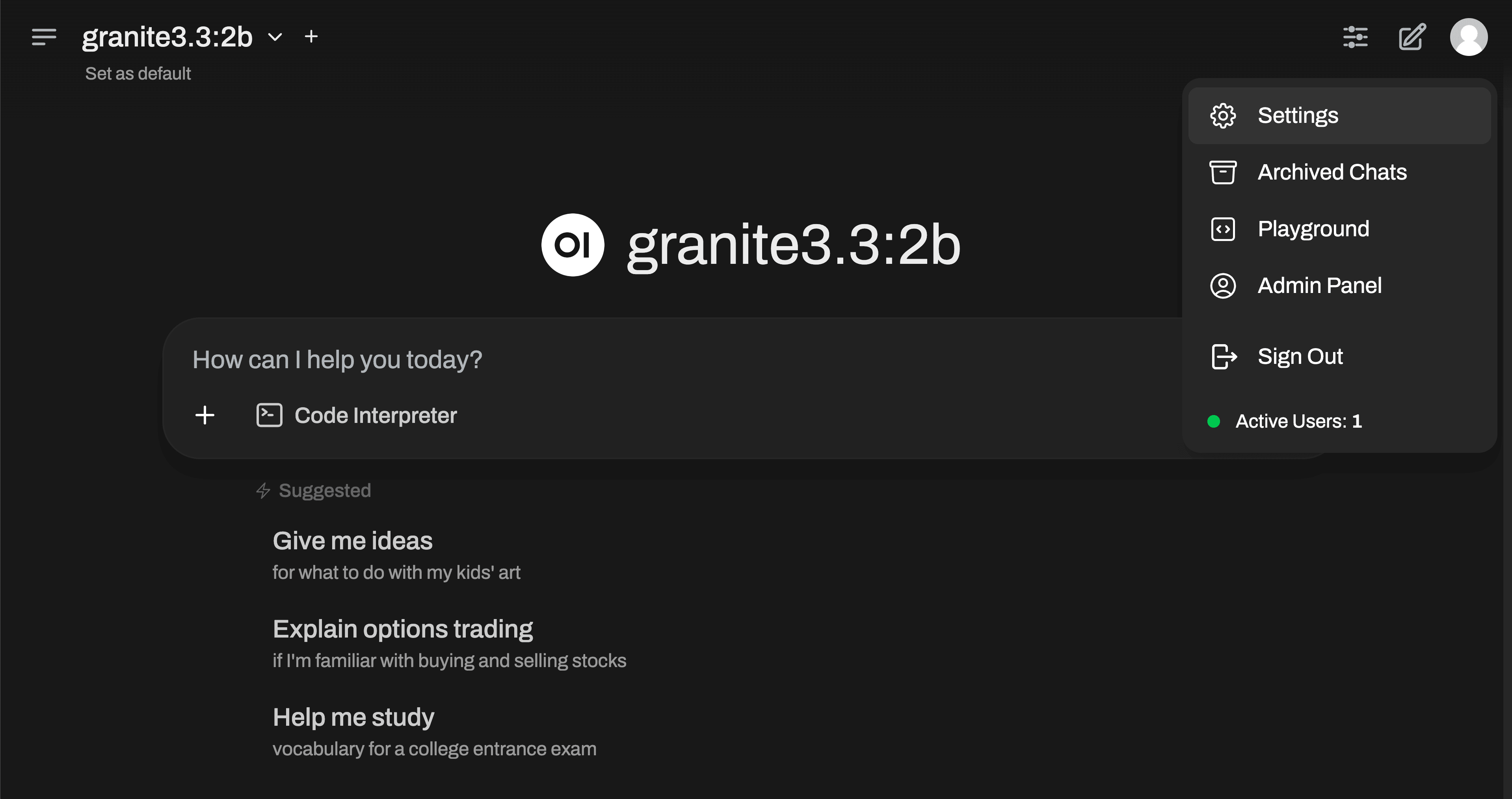 Settings in the interface