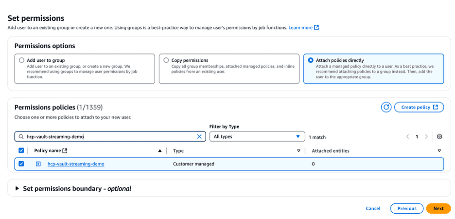 Set user permissions