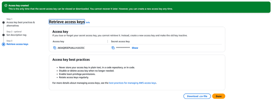 Retrieve access keys