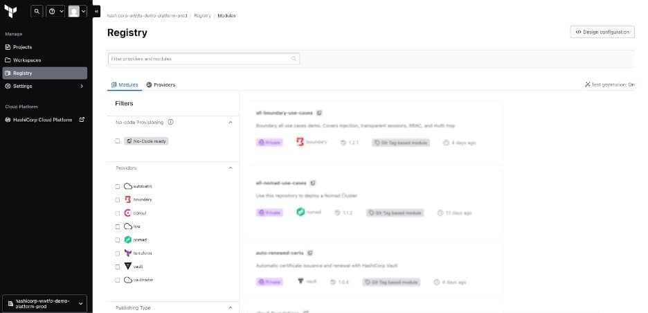 Terraform private module registry