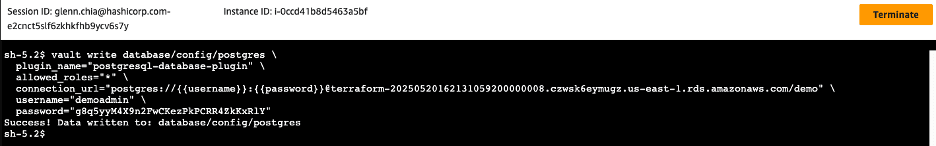 Write postgres config output
