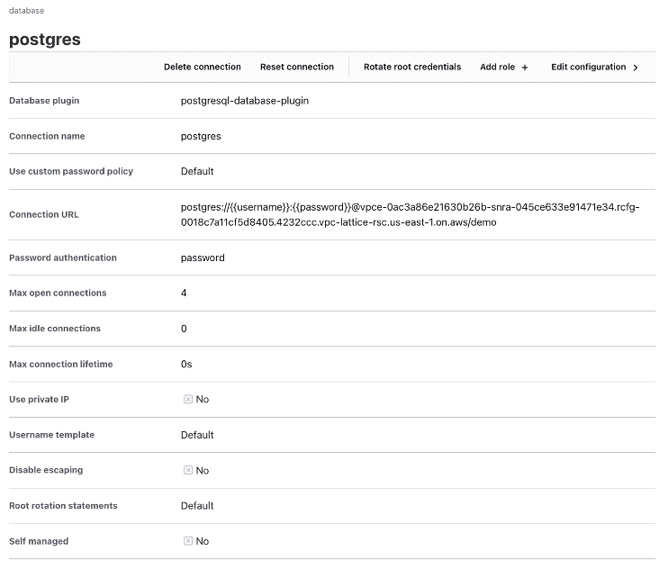 Postgres connection created
