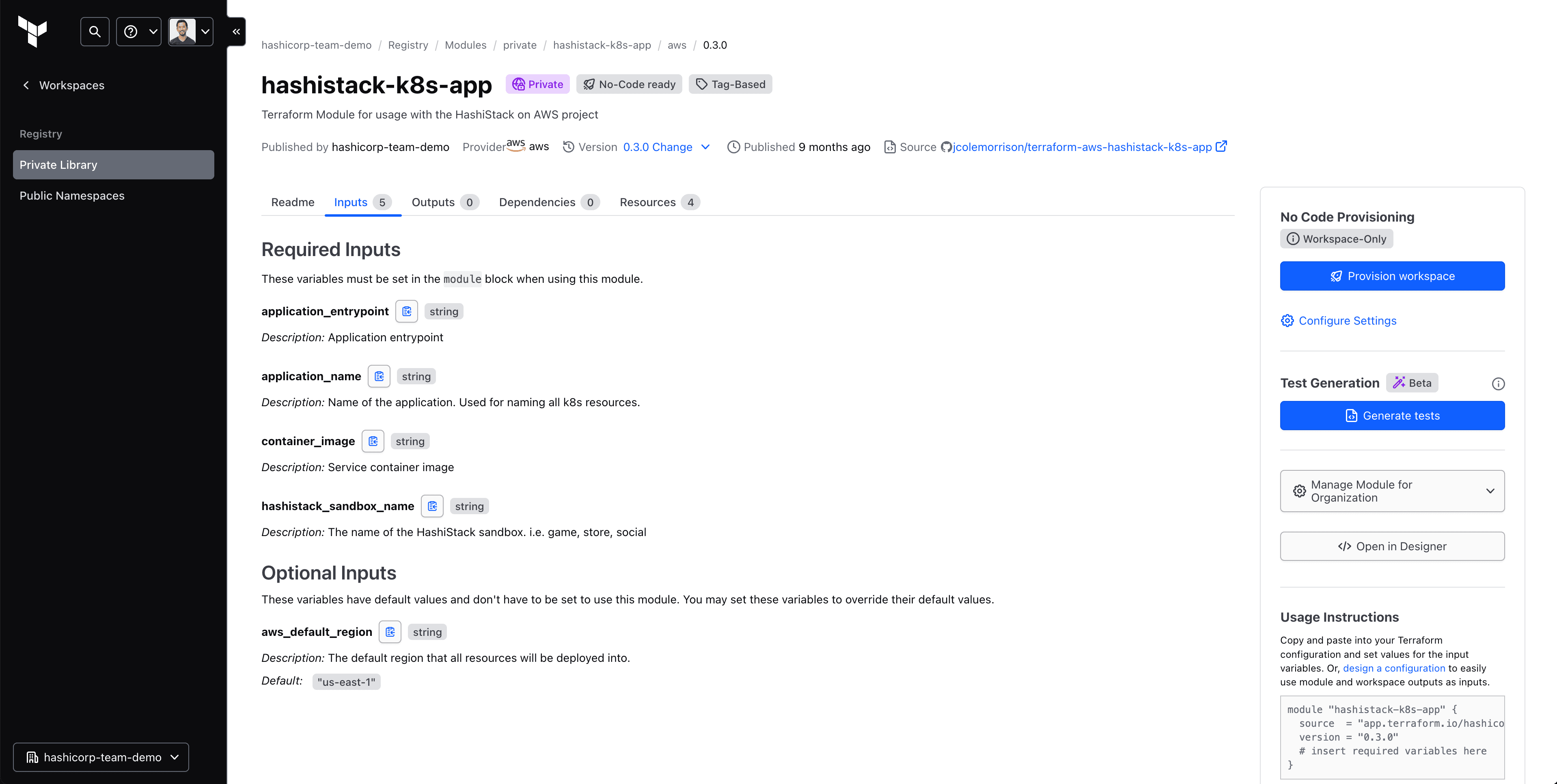 Terraform module for Hashistack Kubernetes app