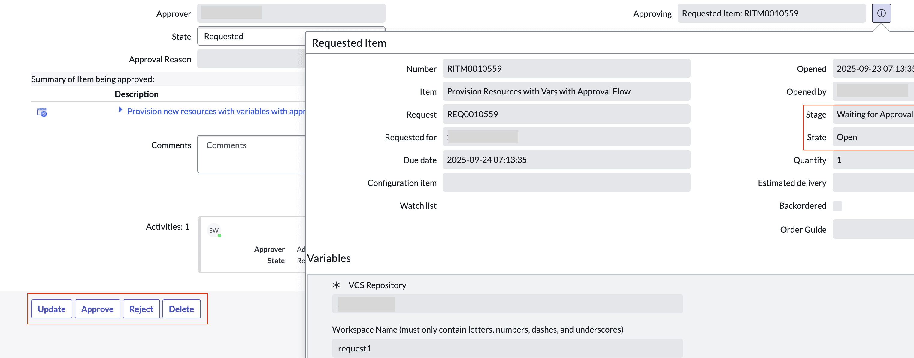 ServiceNow approval workflow