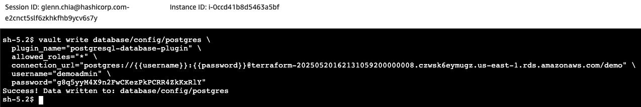 Write postgres config output