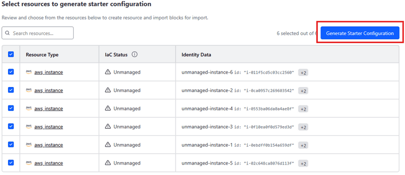 Starter config button