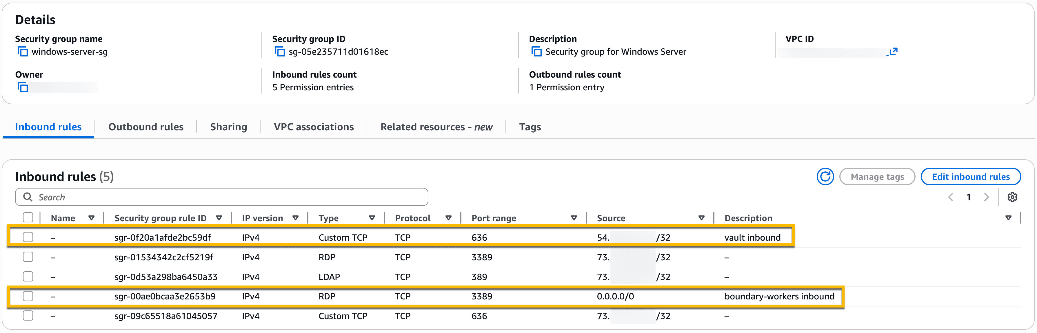 aws sec group