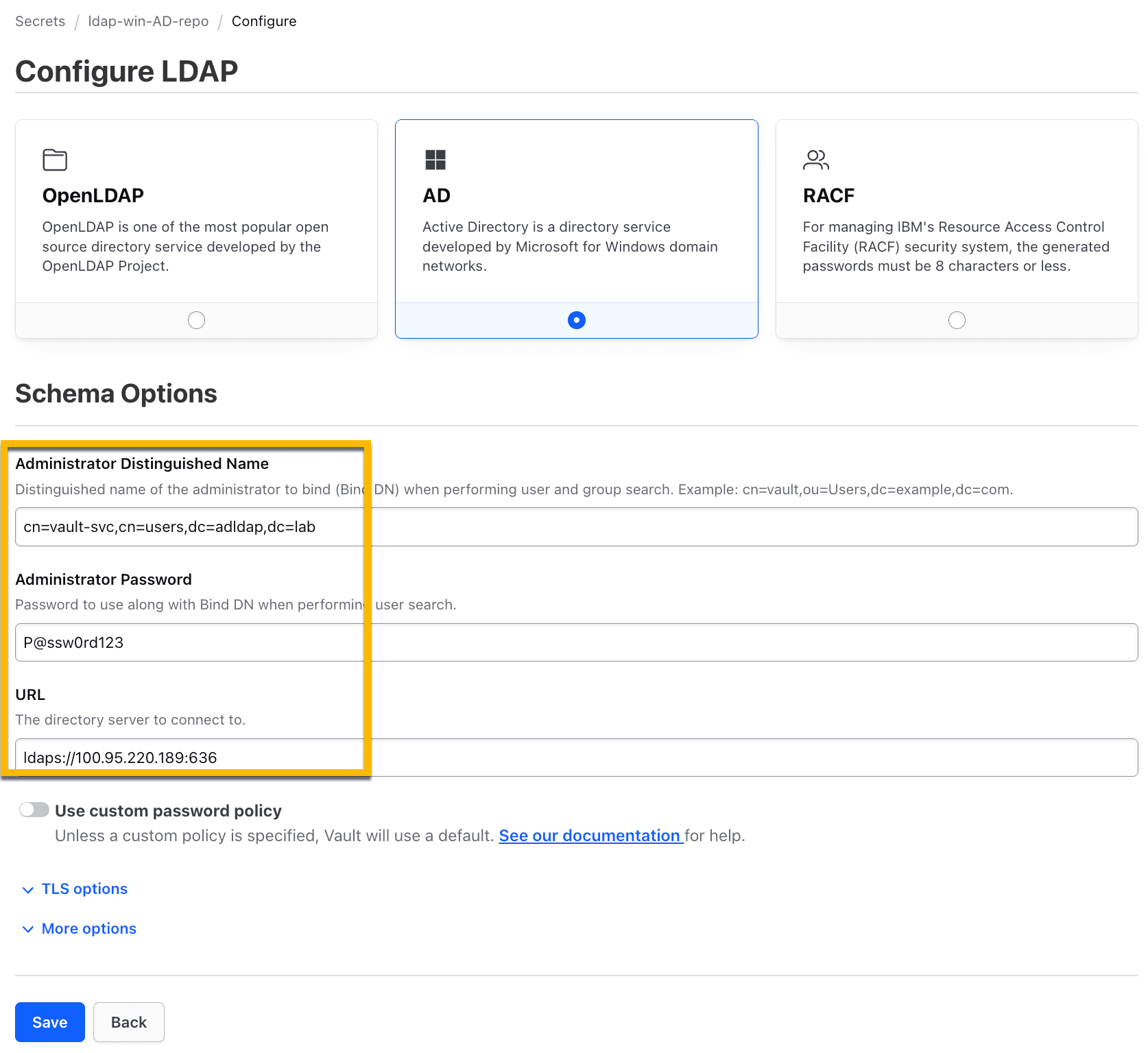 configure LDAP engine